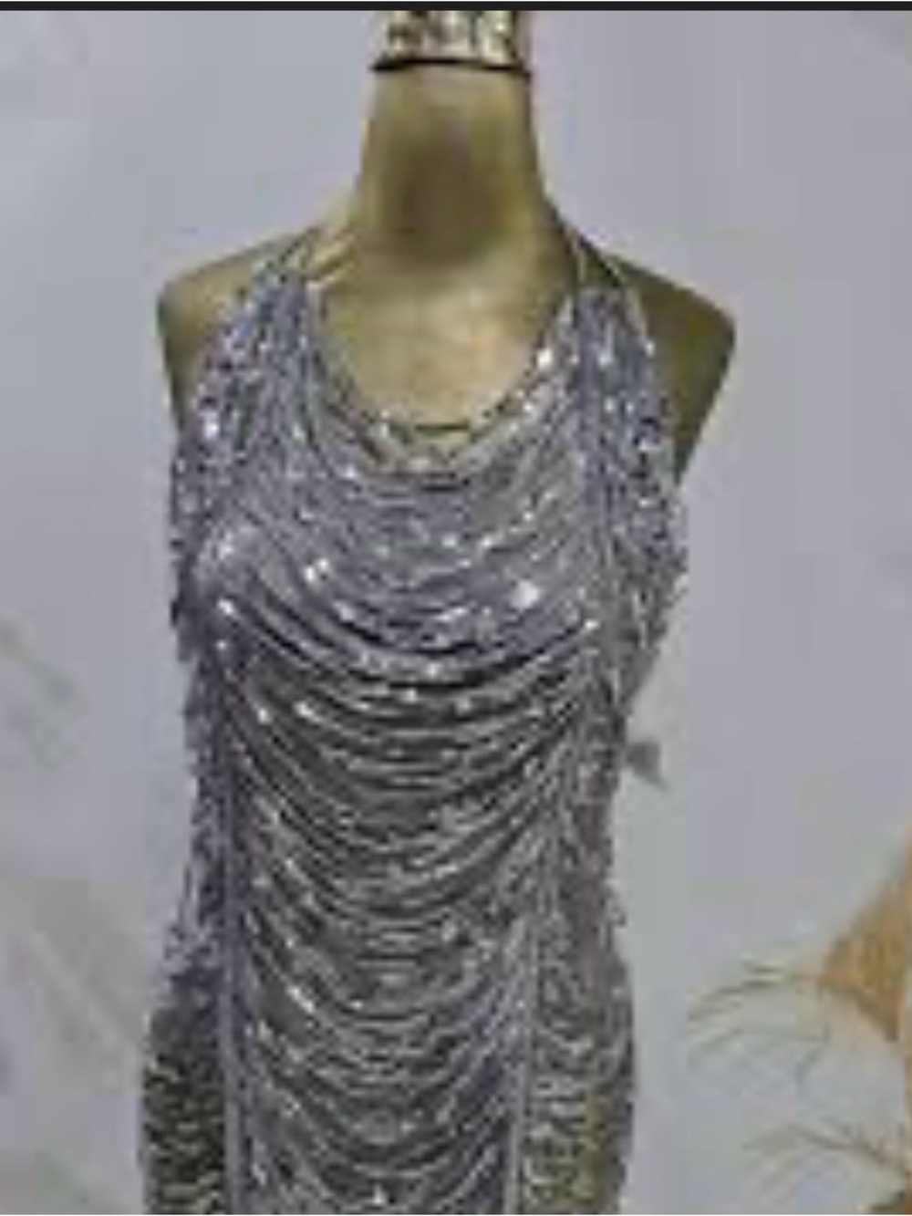 PrettyLittleThing Silver Sequin Draped Halter Bodysuit
